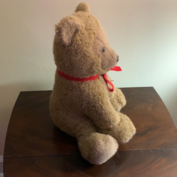Pillow Pets Vintage 1976 16” Christmas Teddy bear with original bow Dakin Plush - Picture 2 of 10